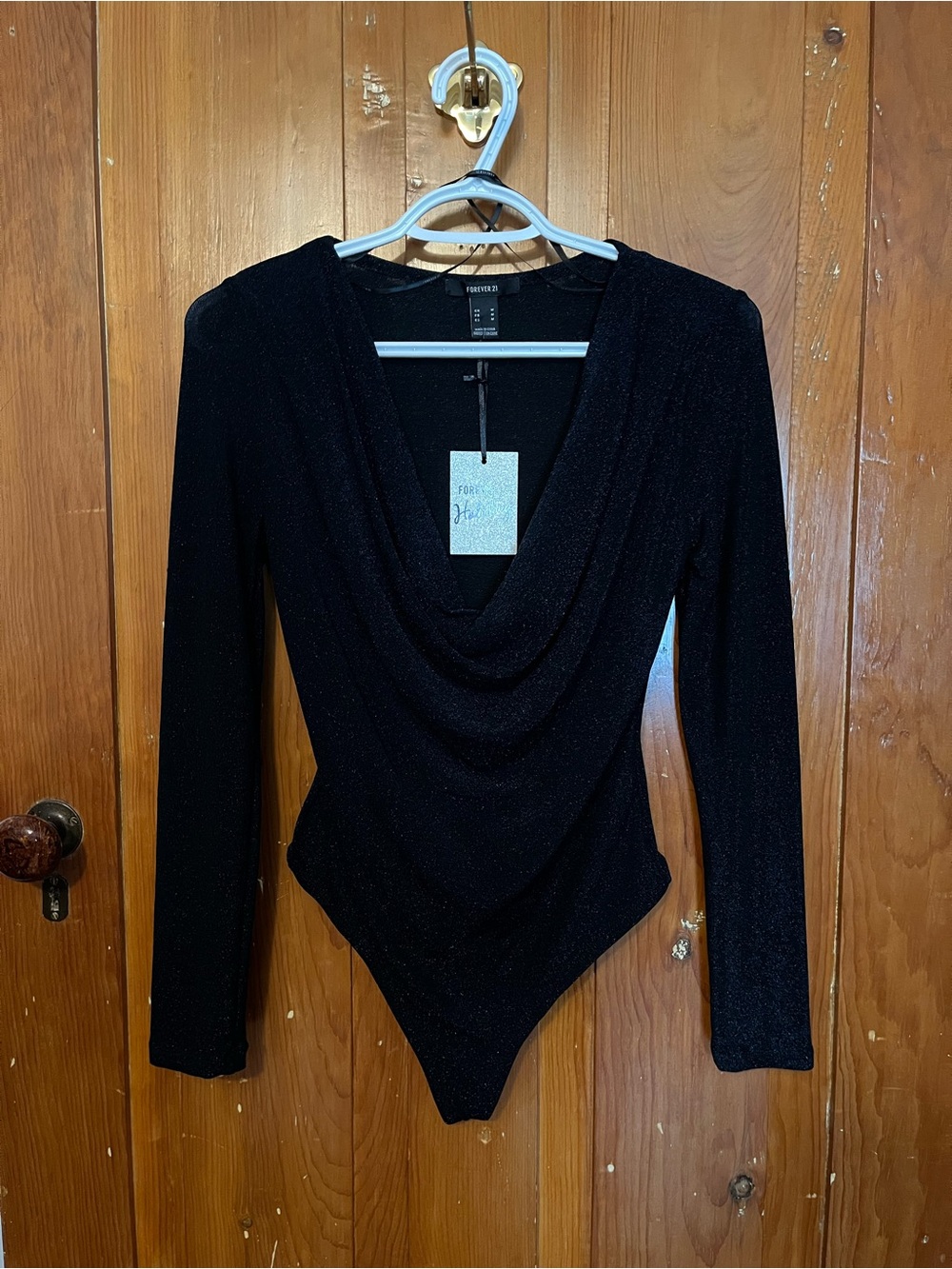 Forever 21 Holiday Glitter Cowl Bodysuit Size M